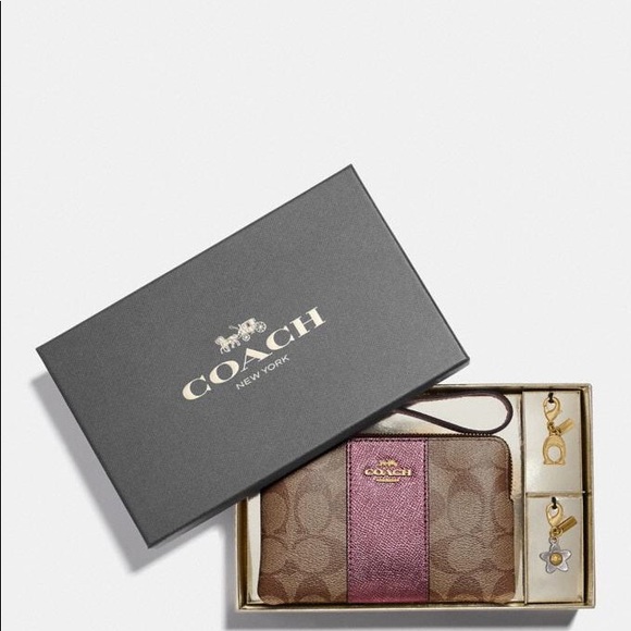 Coach Handbags - 💕SALE💕NWT Coach Signature Boxed Zip Wristlet